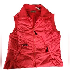i.e. relaxed red quilted fleece lined puffer vest Size L